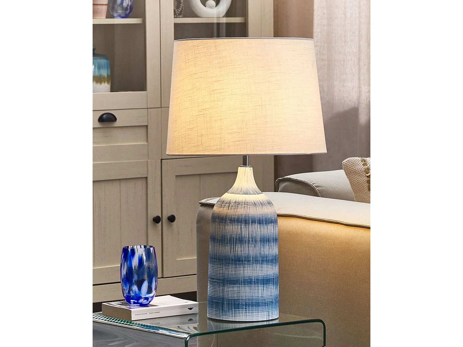 Lampe à poser GEORGINA Céramique Bleu