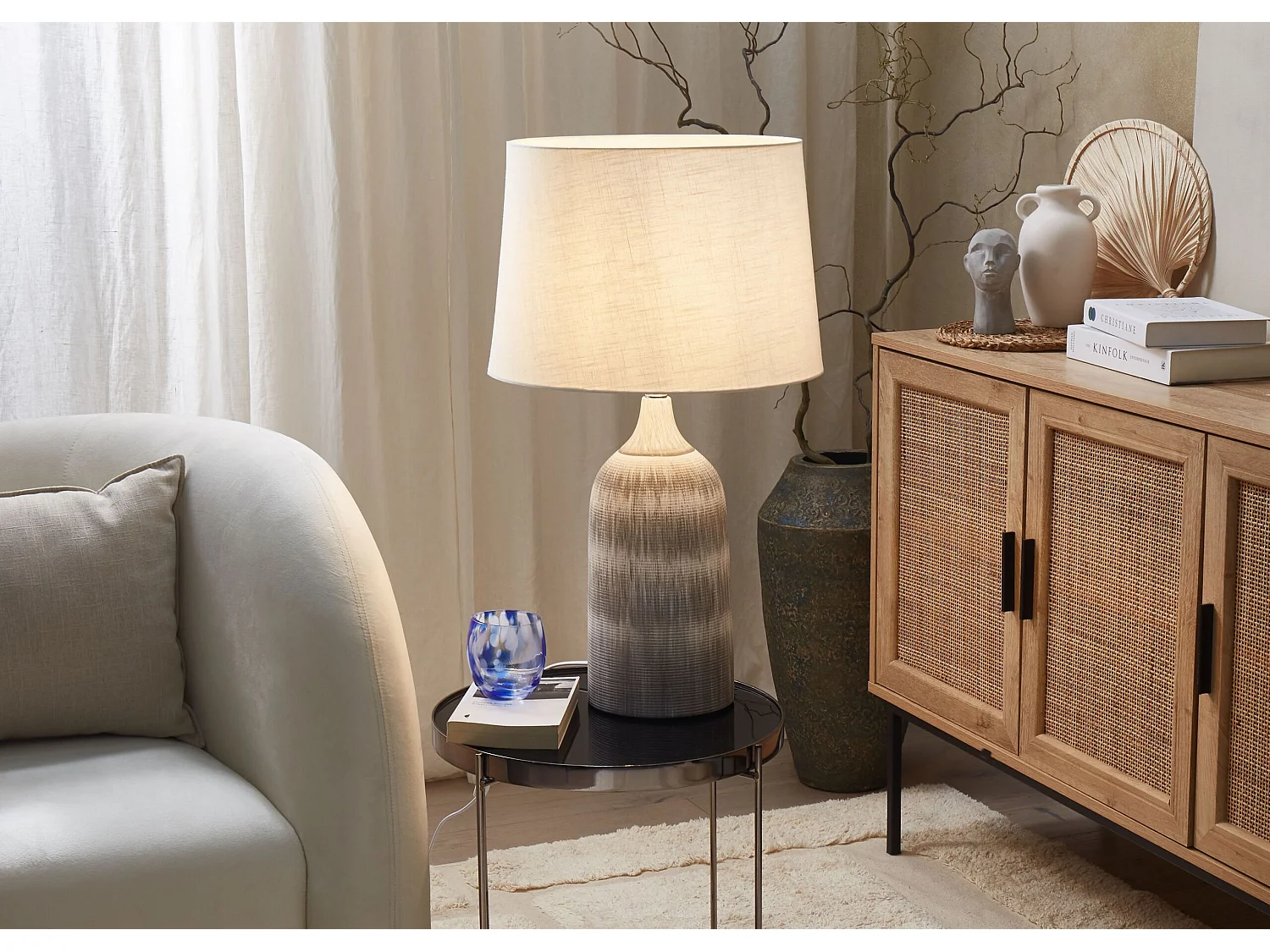 Lampa stołowa GEORGINA Ceramika Szary