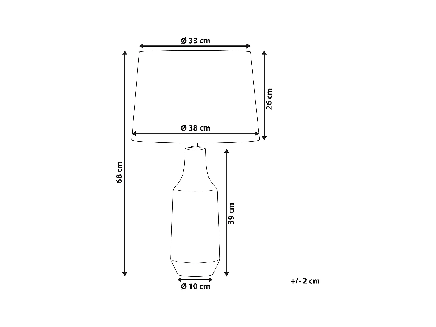 Tischlampe mit Keramikfuß Ethnomotiv in Schwarz und Weiß 68 cm Shabelle