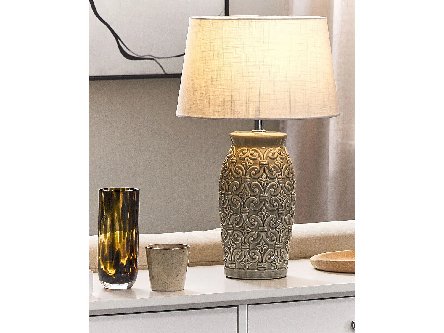 Lampa stołowa KHOPER Ceramika Szary