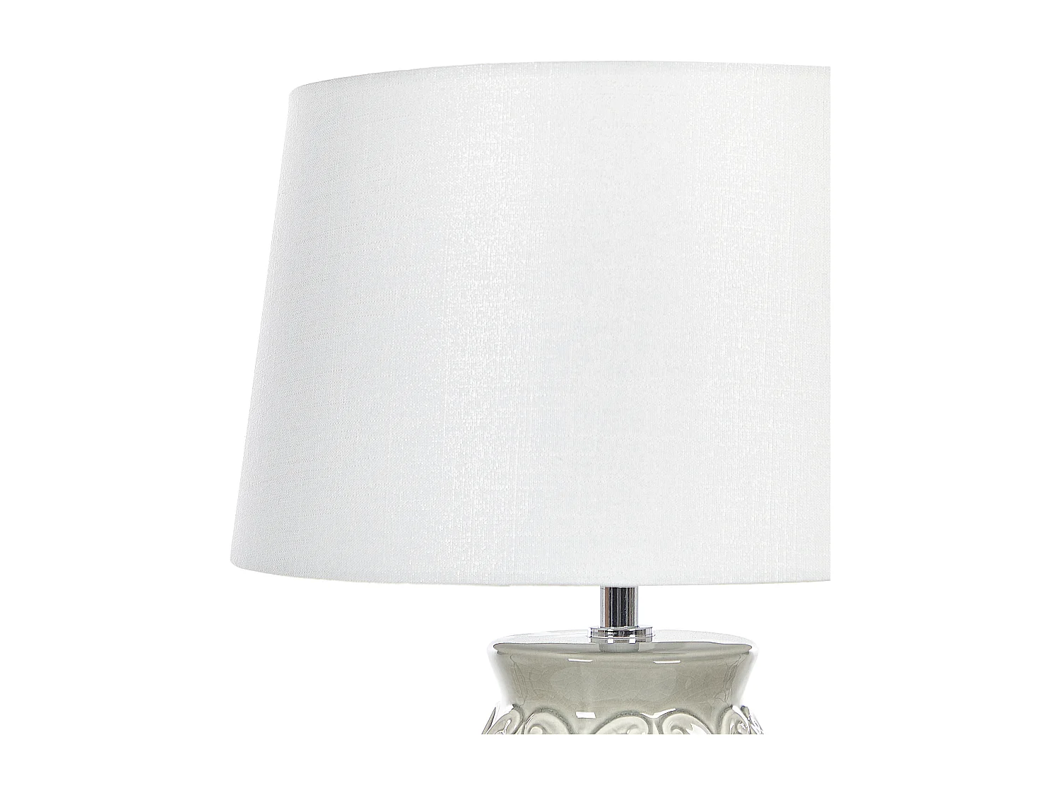 Tischlampe 48 cm Keramik grau Stoffschirm weiß Kabel mit Schalter Antik Khoper