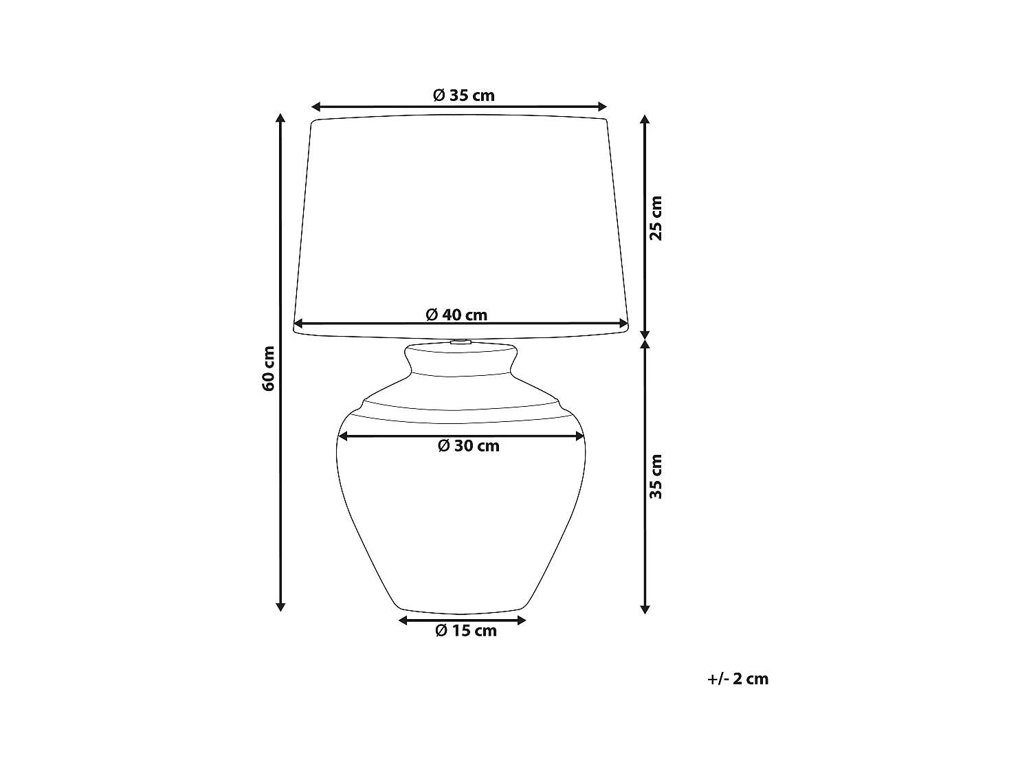 Tischlampe mit Keramikfuß in Creme Steinoptik 60 cm Lampenschirm weiß Caine