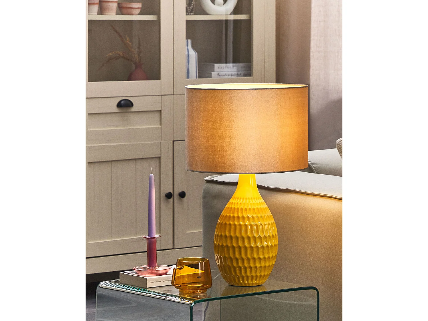 Tischleuchte HADDAS Keramik Gelb