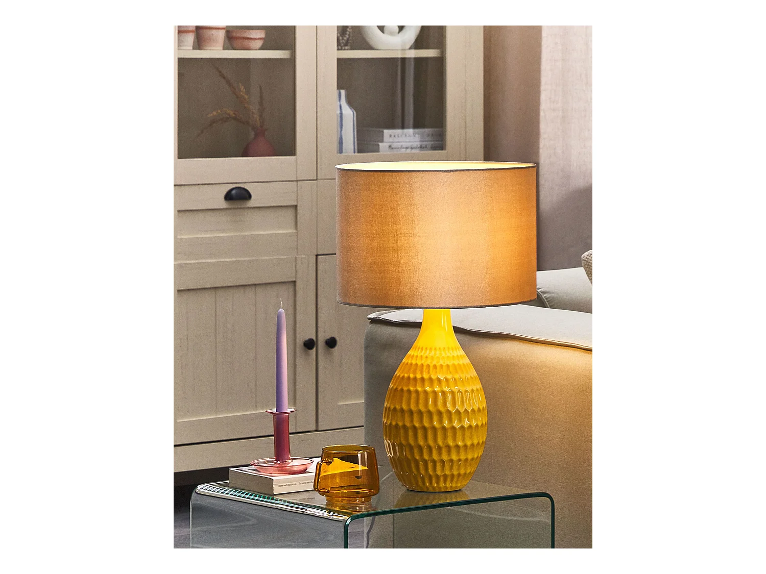 Lampe à poser HADDAS Céramique Jaune