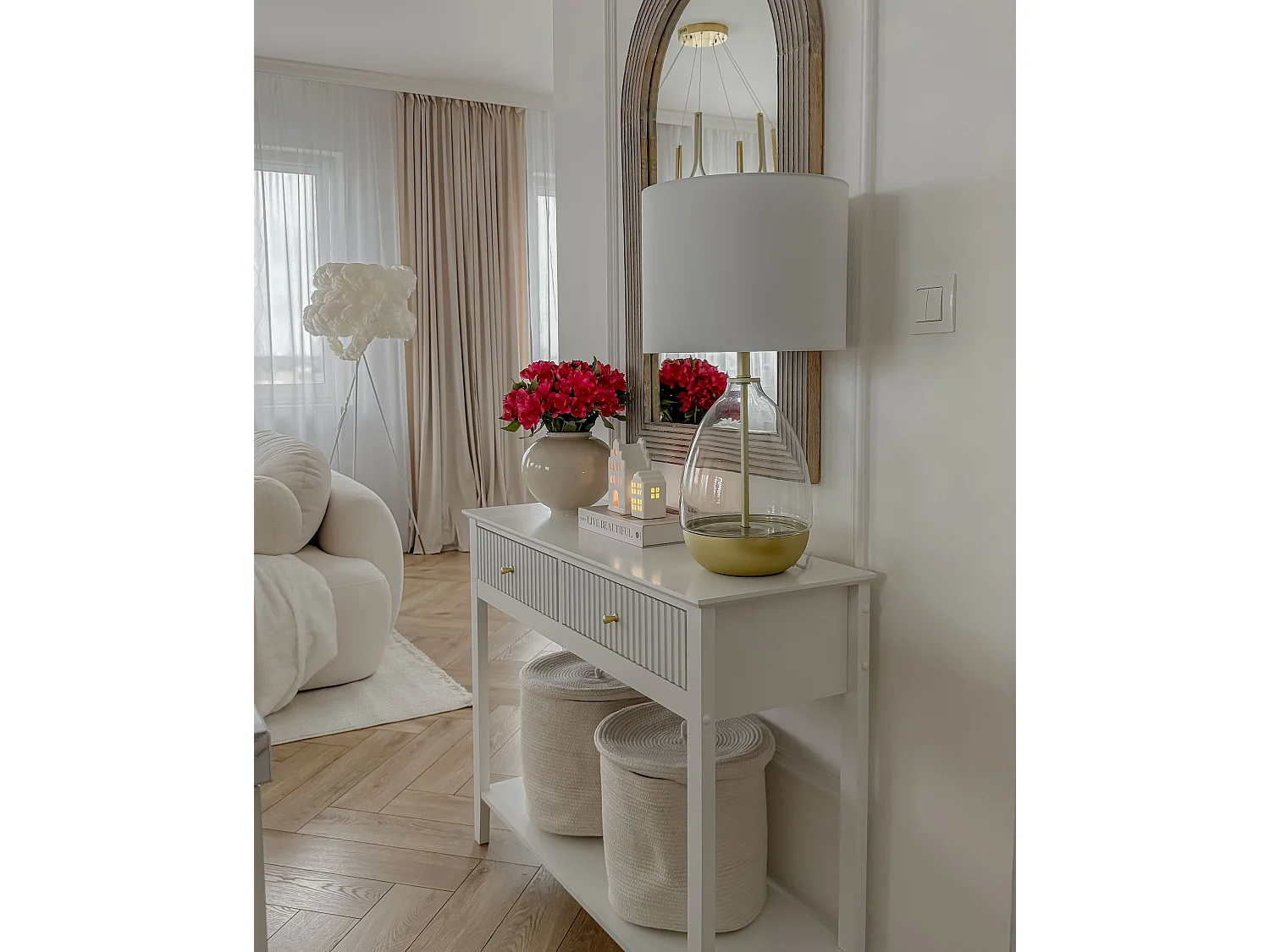 Candeeiro de mesa OKARI Vidro Branco