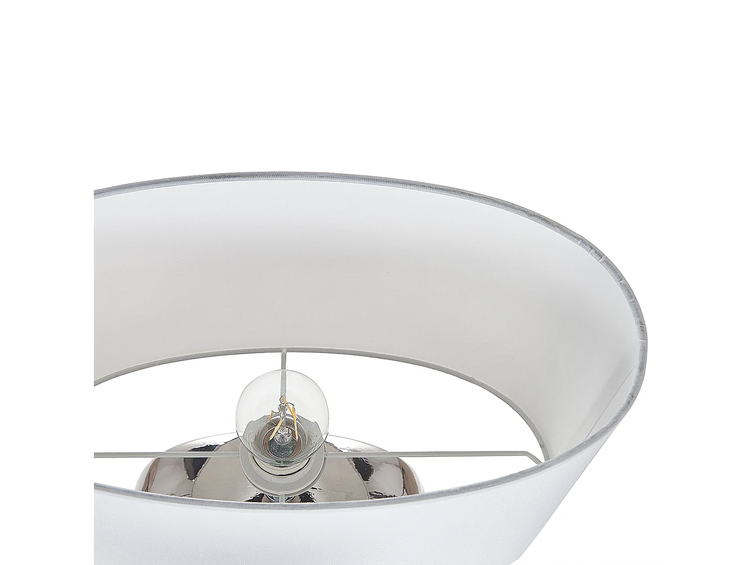 Tischlampe in Silber mit Keramiksockel mit Baummotiv glänzend 49 cm Kherlen