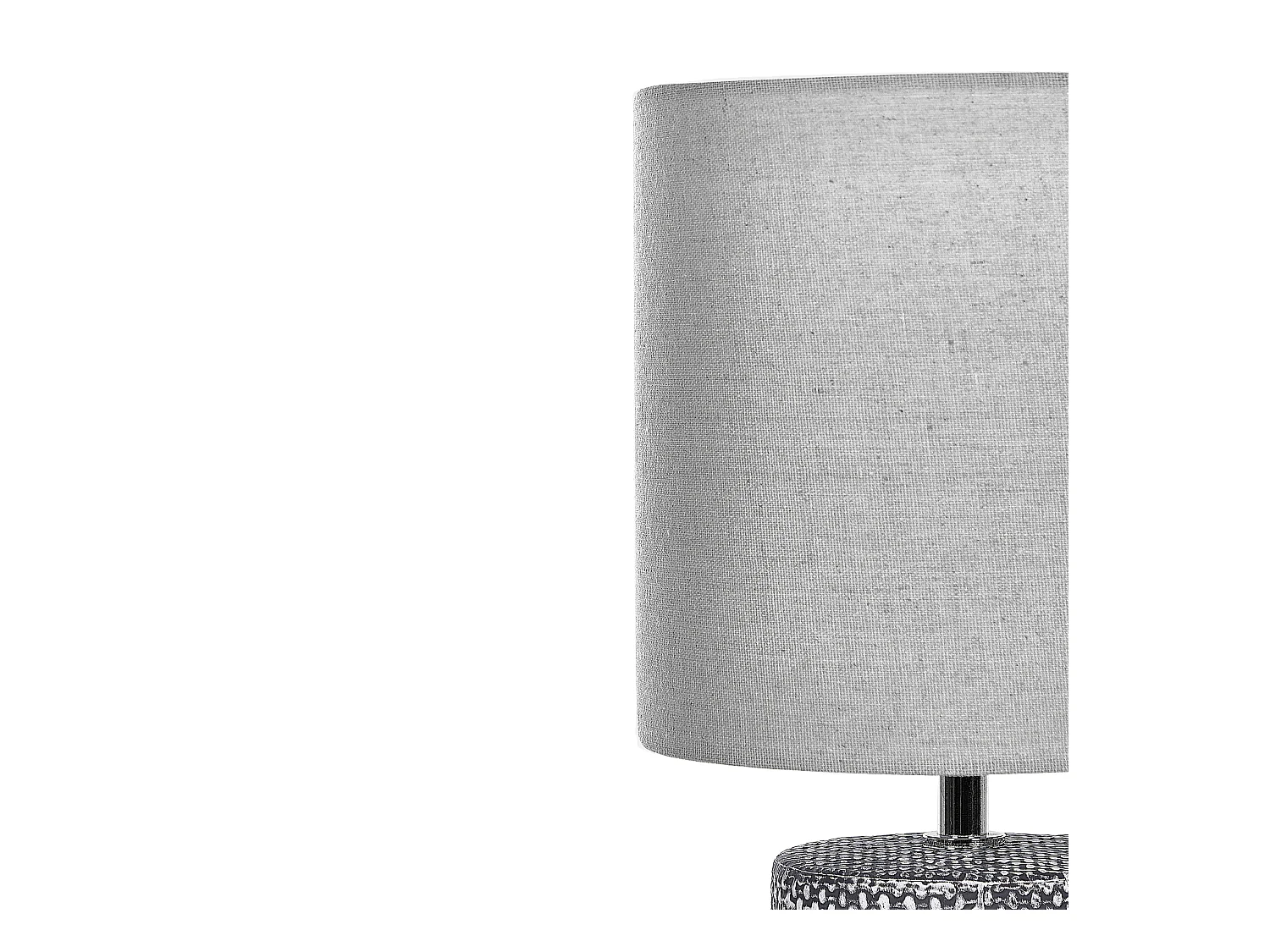 Tischlampe mit Keramikfuß in Grau 43 cm klassischer Stoffschirm Trommelform Ider