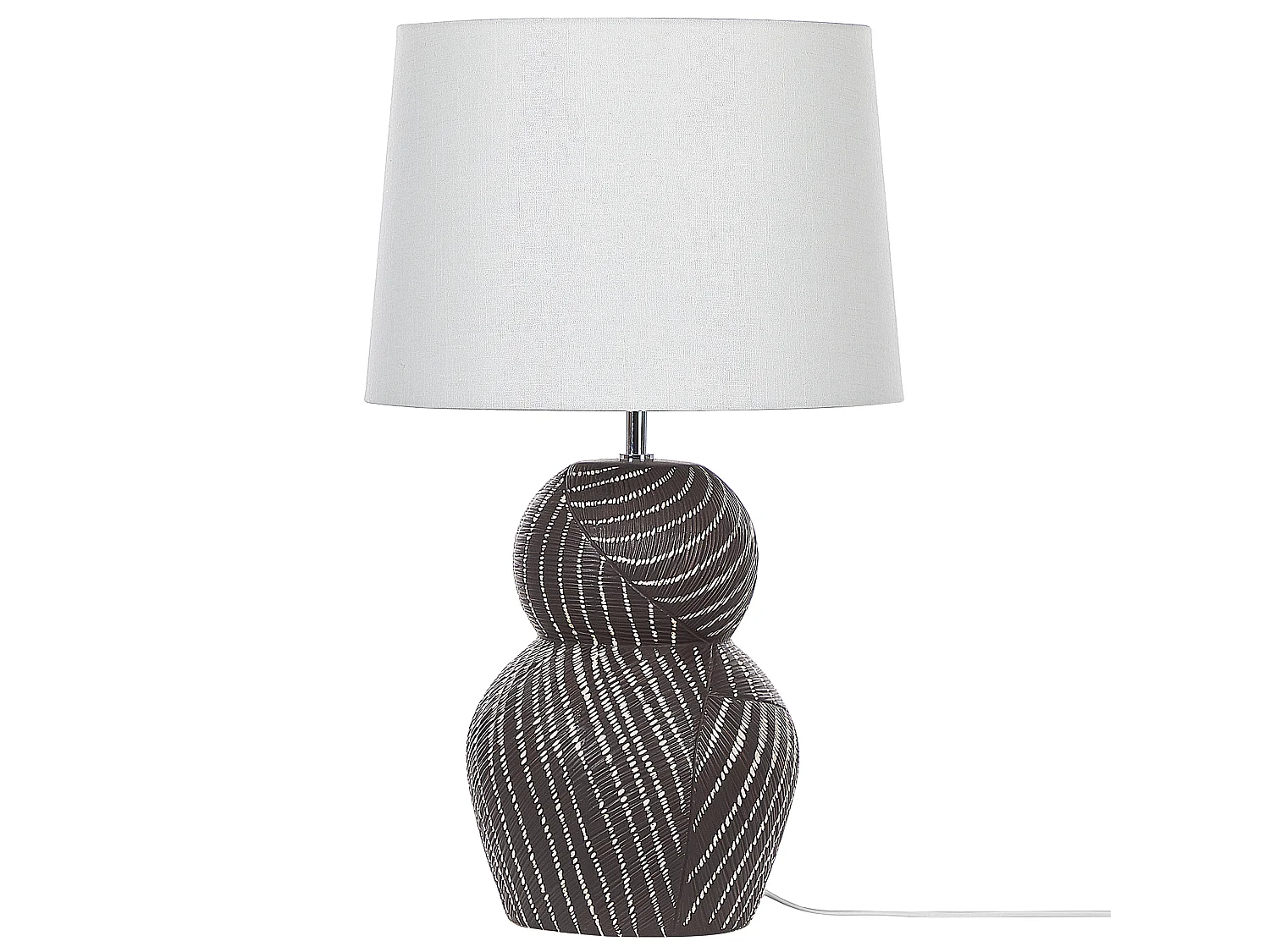 Tischlampe mit Keramikfuß Streifenmuster in Schwarz 63 cm weißer Schirm Guapore