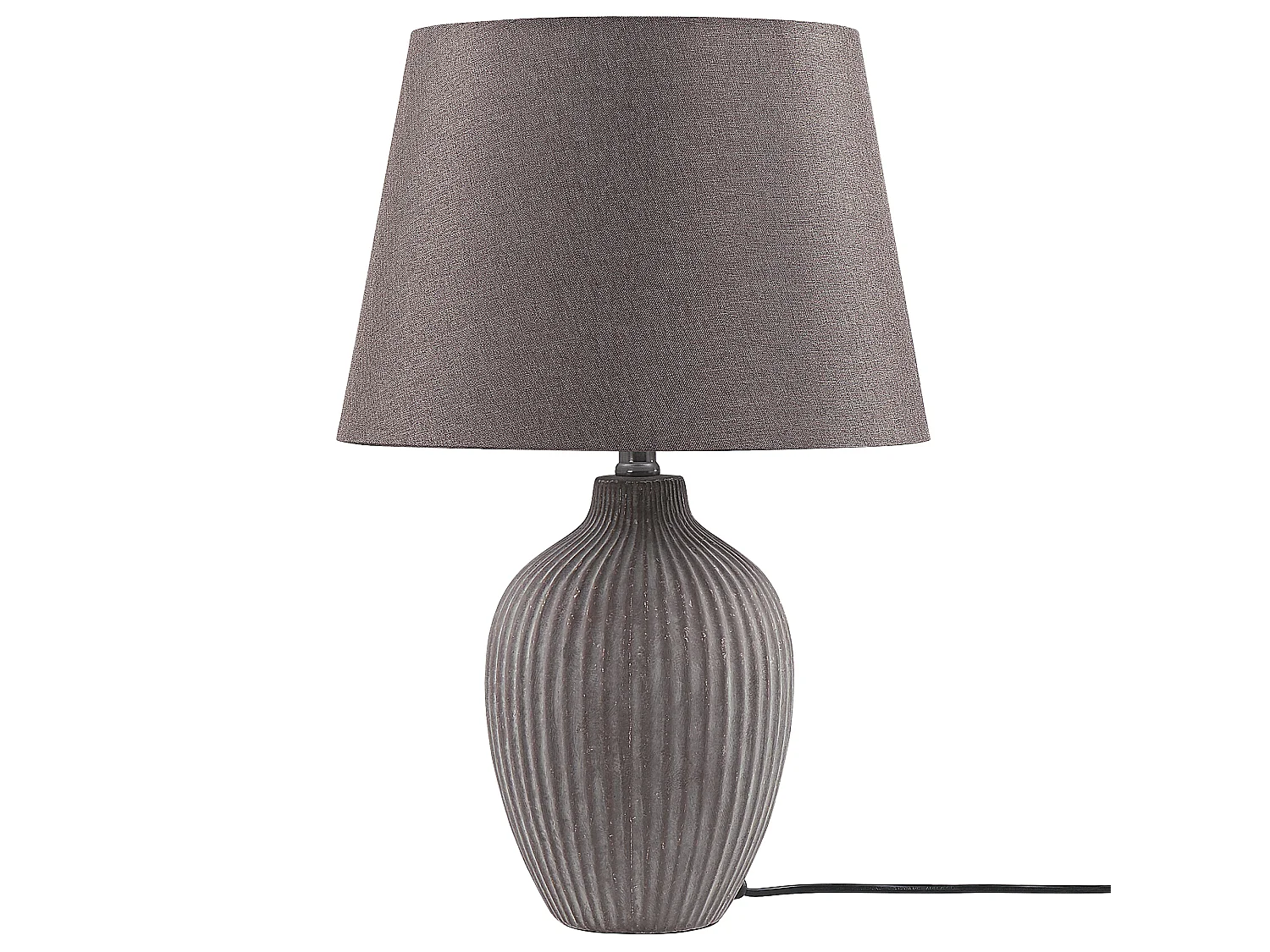 Klassische Tischlampe Lampenschirm aus Leinen keramischer Lampenfuß braun Fergus