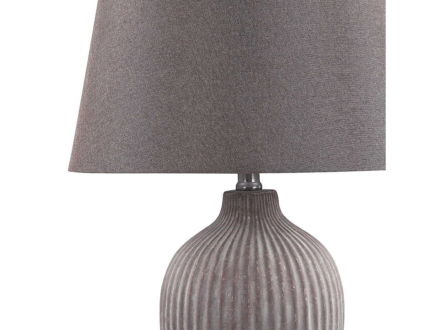 Klassische Tischlampe Lampenschirm aus Leinen keramischer Lampenfuß braun Fergus