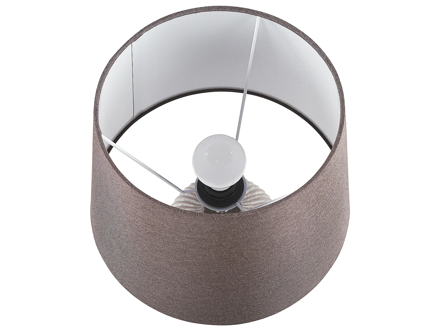 Klassische Tischlampe Lampenschirm aus Leinen keramischer Lampenfuß braun Fergus