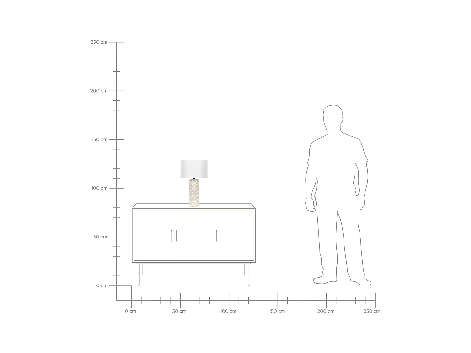 Tischlampe Keramik beige weiß 49 cm Lampenschirm elegant Balonne