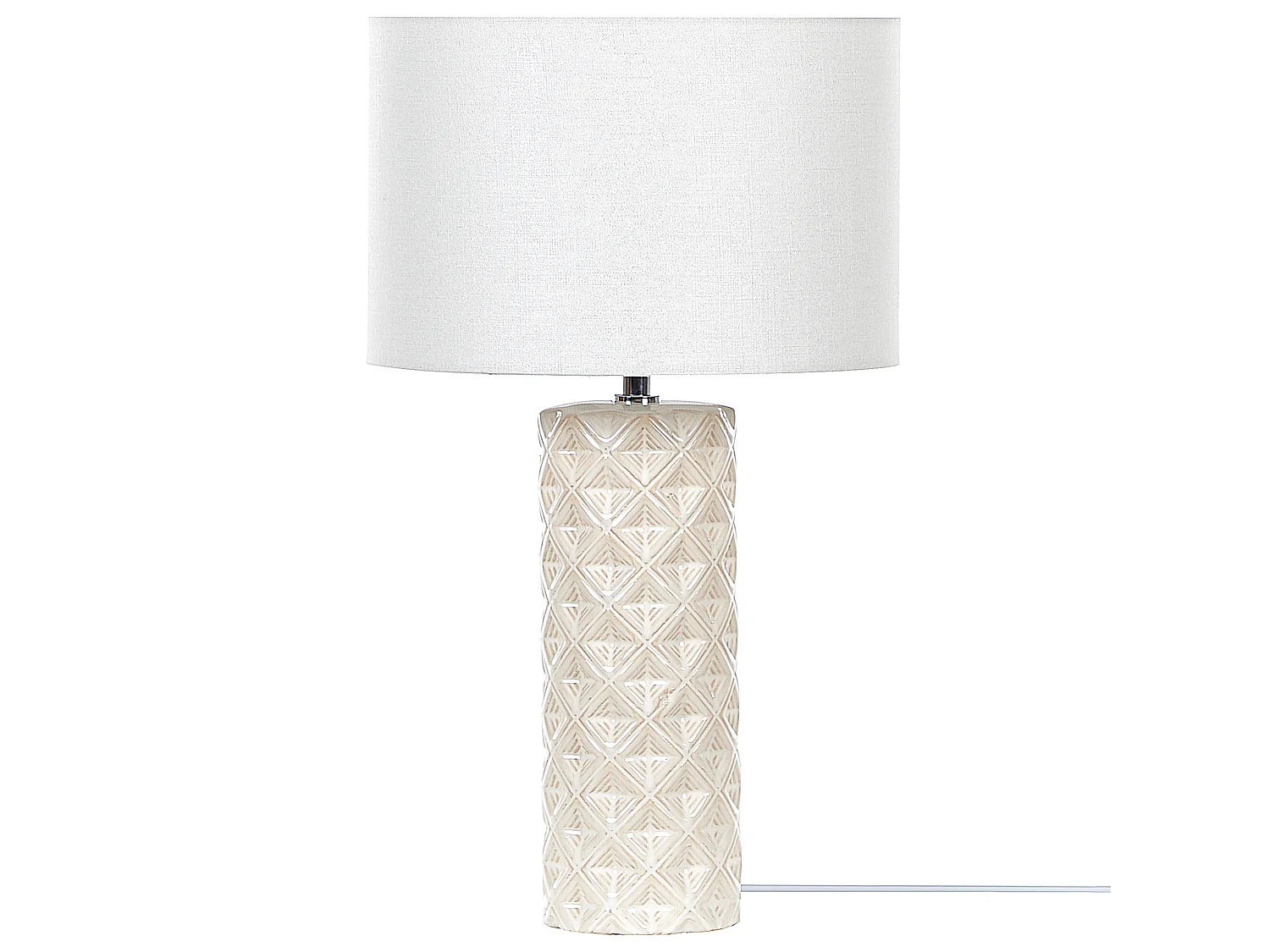 Tischlampe Keramik beige weiß 49 cm Lampenschirm elegant Balonne