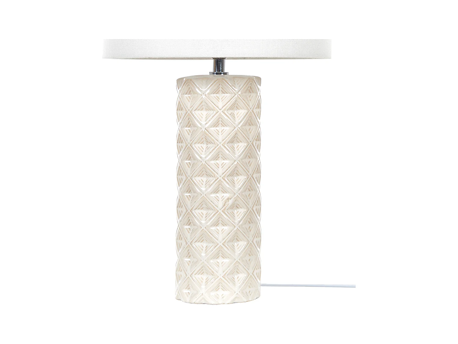 Tischlampe Keramik beige weiß 49 cm Lampenschirm elegant Balonne