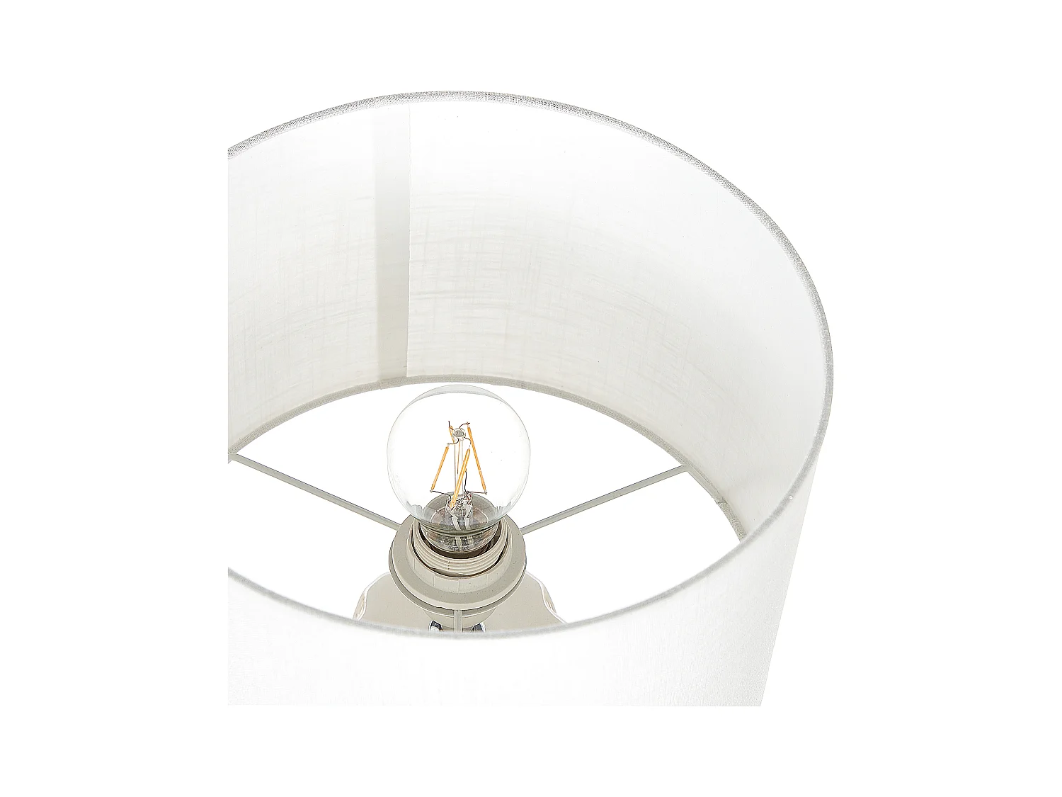 Tischlampe Keramik beige weiß 49 cm Lampenschirm elegant Balonne