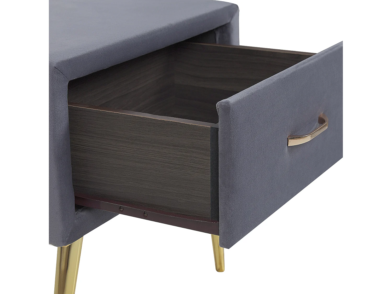 Table de nuit à 1 tiroir FLAYAT Velours Gris