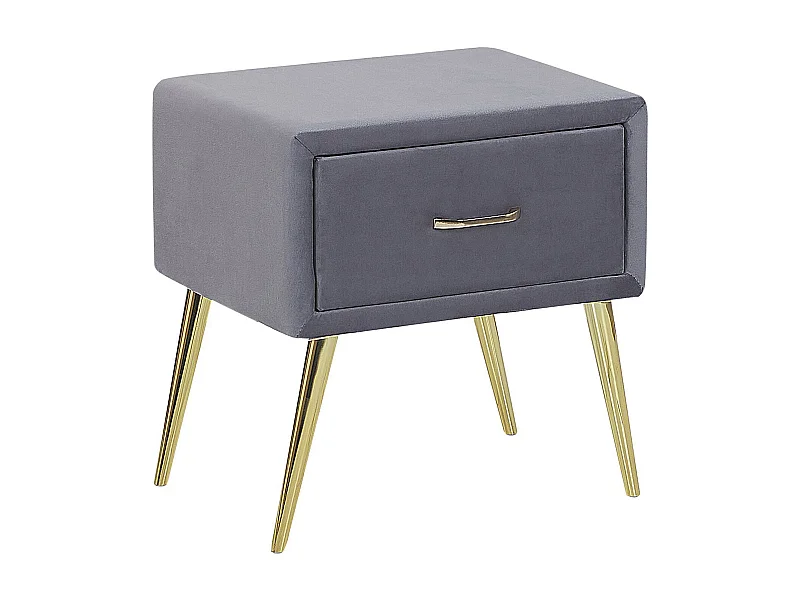 Table de nuit à 1 tiroir FLAYAT Velours Gris