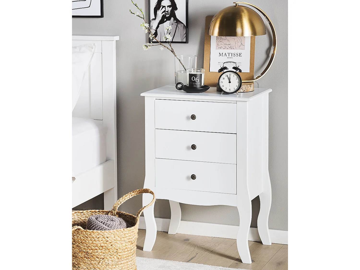 Table de nuit à 3 tiroir LANE Blanc