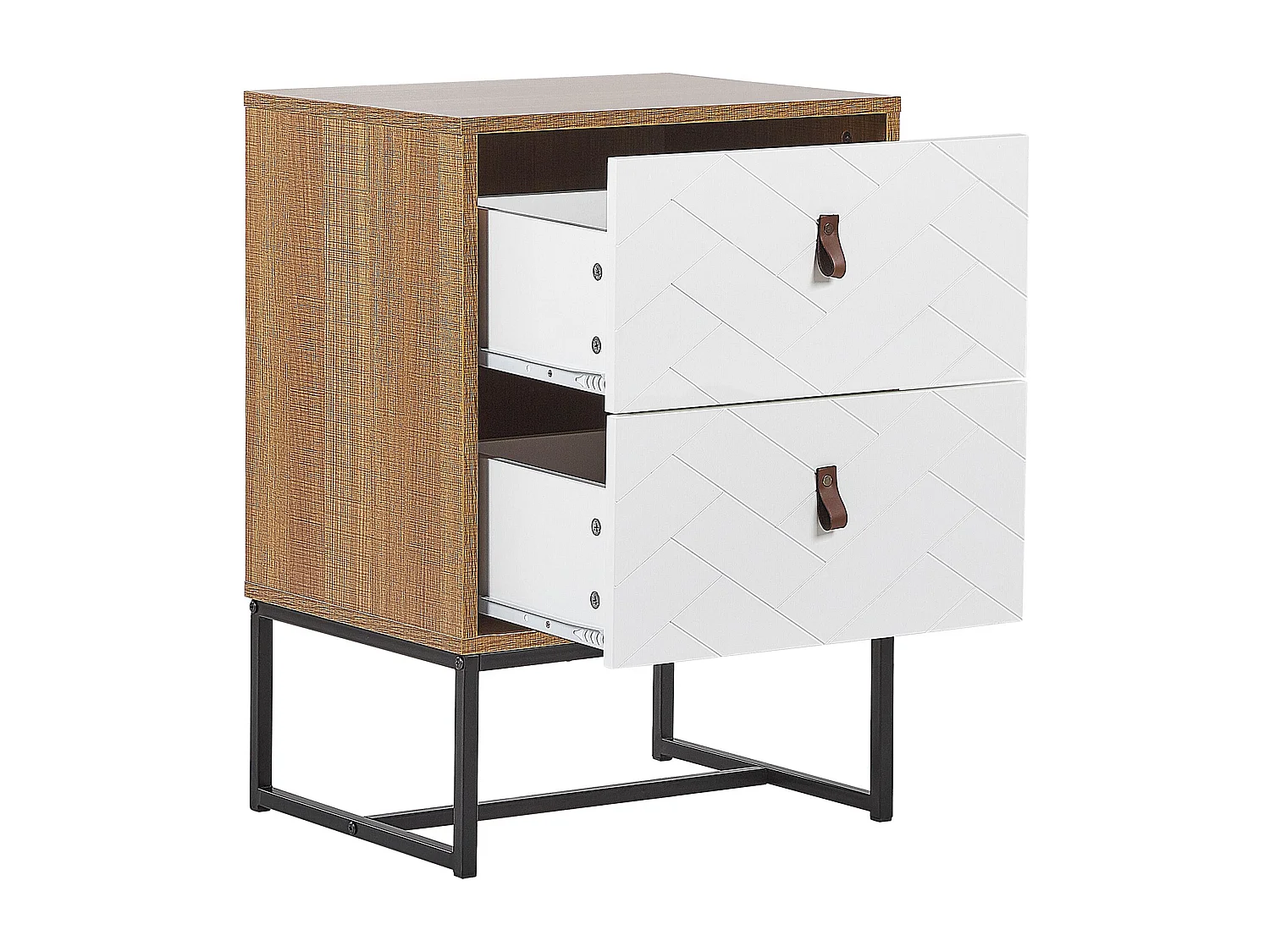 Comodino 2 cassetti NUEVA Marrone chiaro/ Bianco