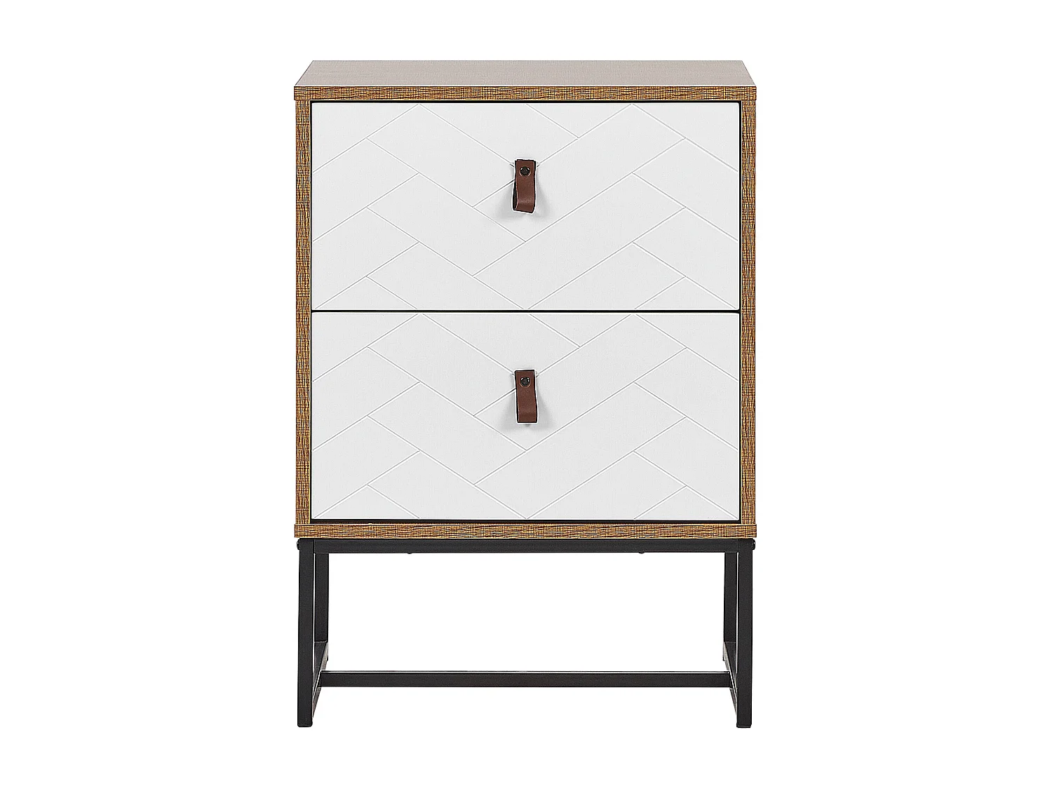 Comodino 2 cassetti NUEVA Marrone chiaro/ Bianco