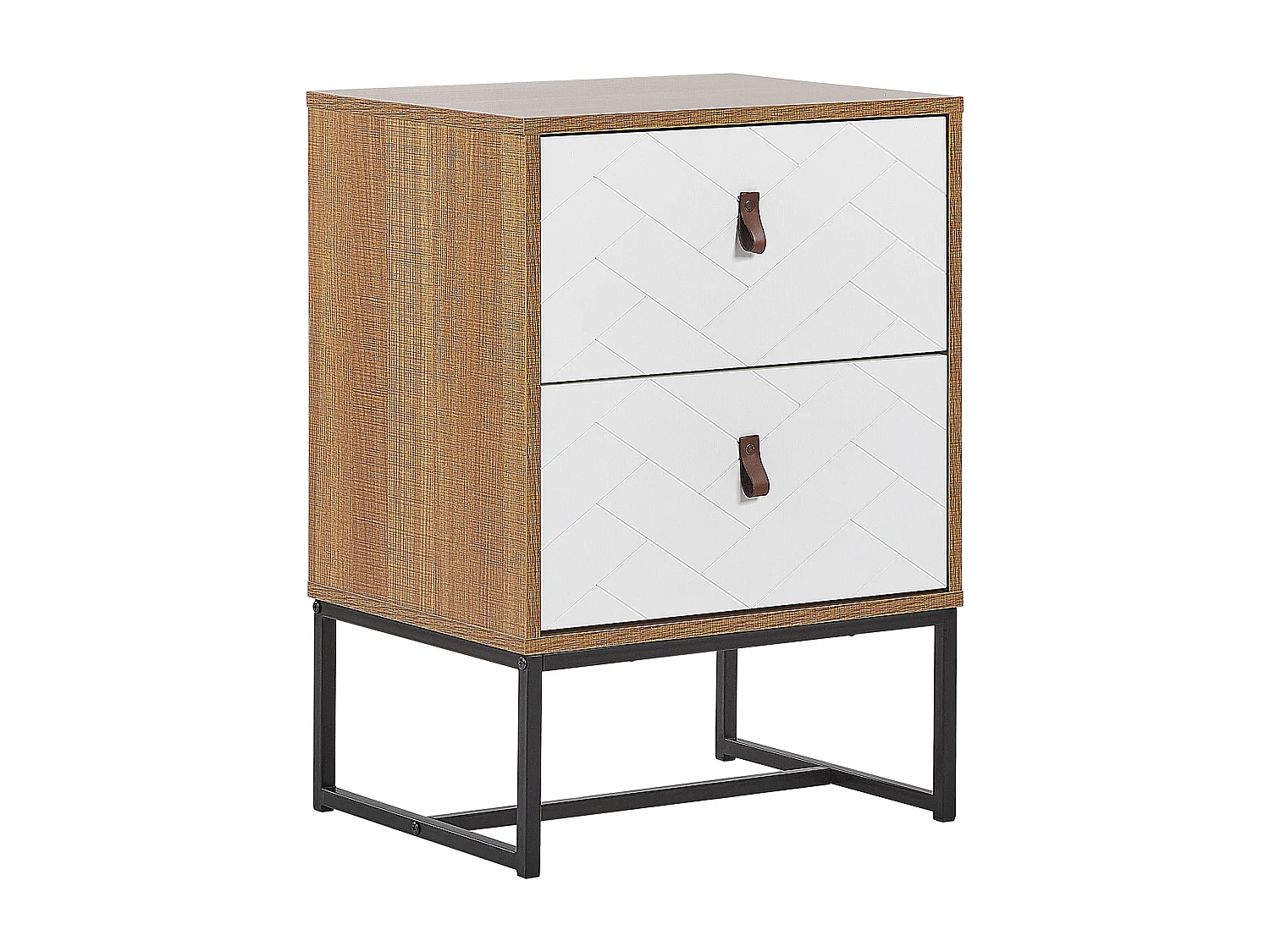 Moderner Nachttisch heller Holzfarbton / weiß 2 Schubladen Nueva