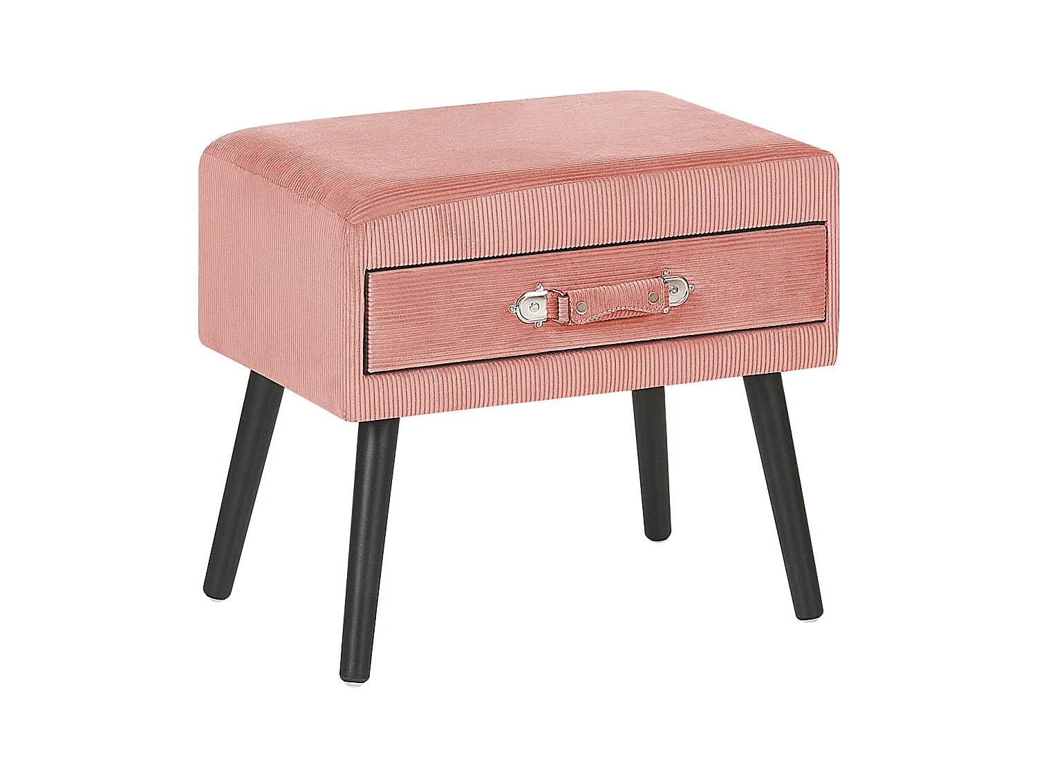 Table de nuit à 1 tiroir EUROSTAR Velours côtelé Rose