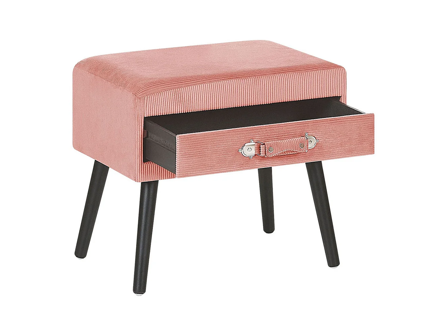 Table de nuit à 1 tiroir EUROSTAR Velours côtelé Rose