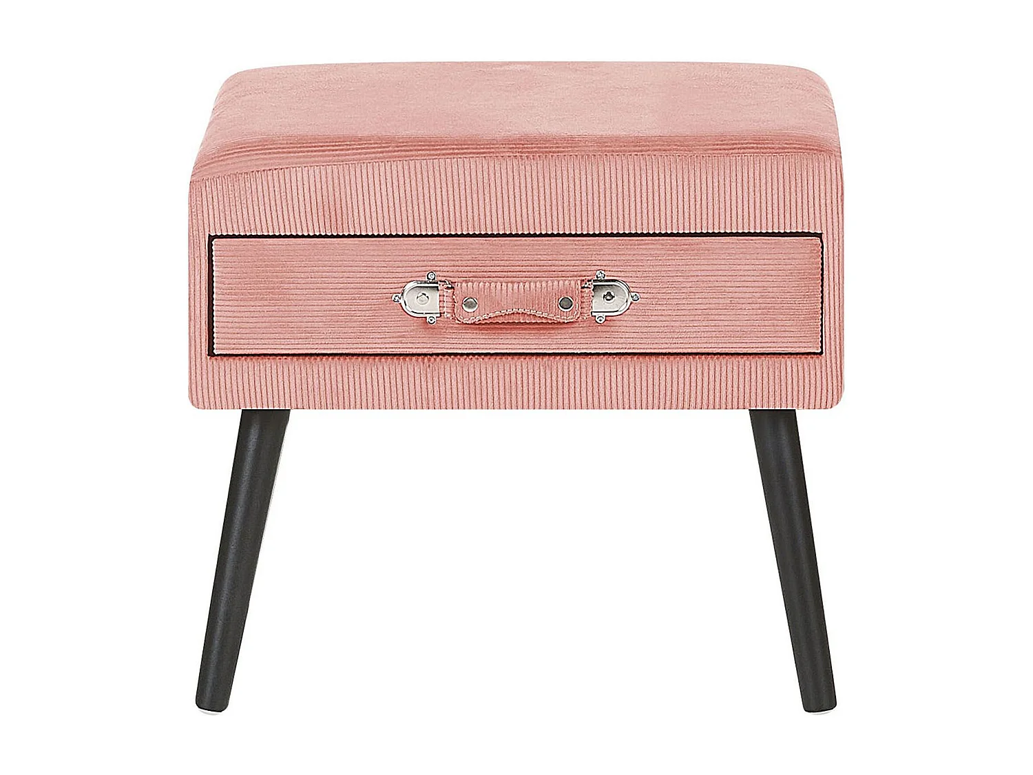 Table de nuit à 1 tiroir EUROSTAR Velours côtelé Rose