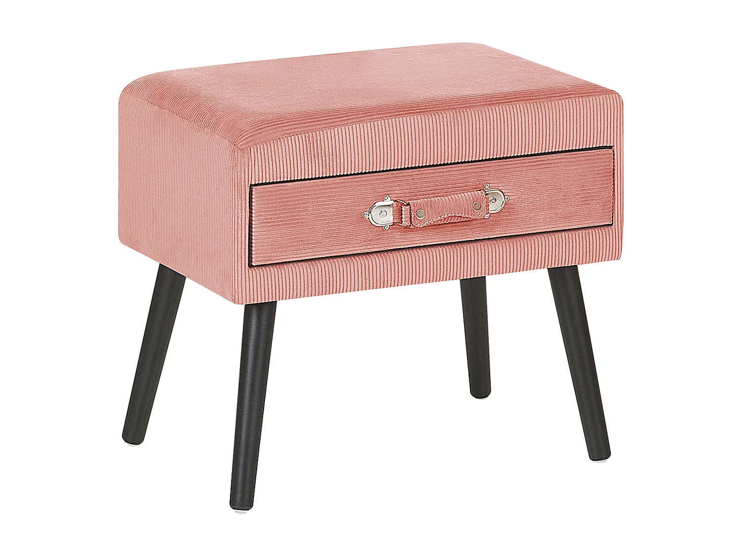 Table de nuit à 1 tiroir EUROSTAR Velours côtelé Rose
