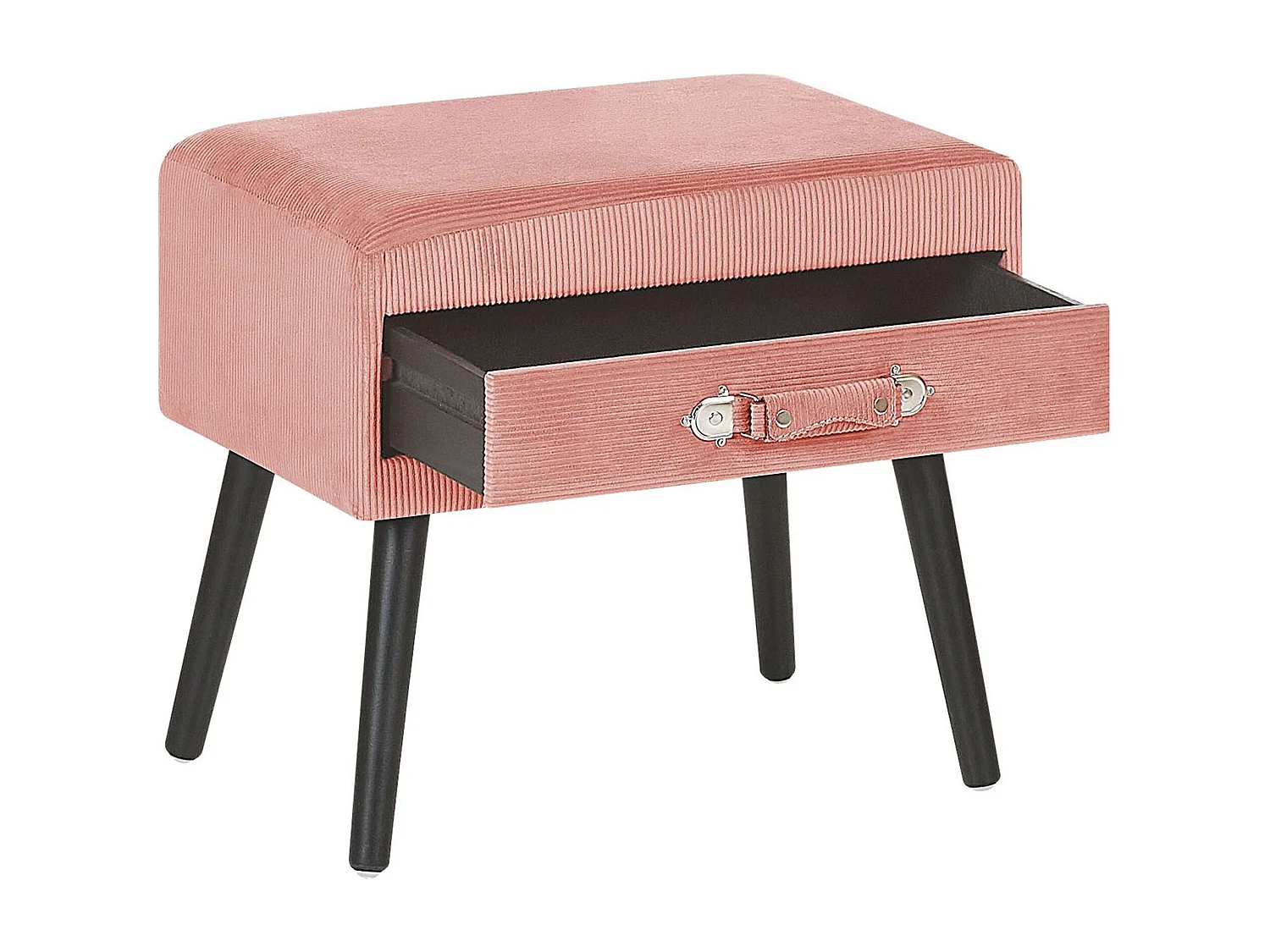 Table de nuit à 1 tiroir EUROSTAR Velours côtelé Rose