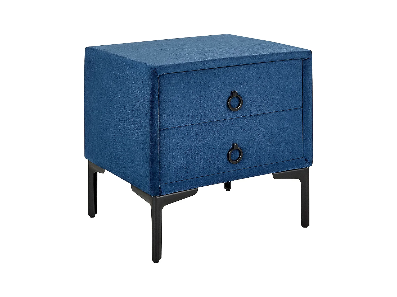 Table de nuit à 2 tiroirs SEZANNE Velours Bleu marine