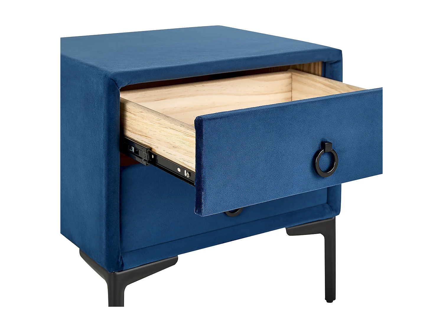 Table de nuit à 2 tiroirs SEZANNE Velours Bleu marine