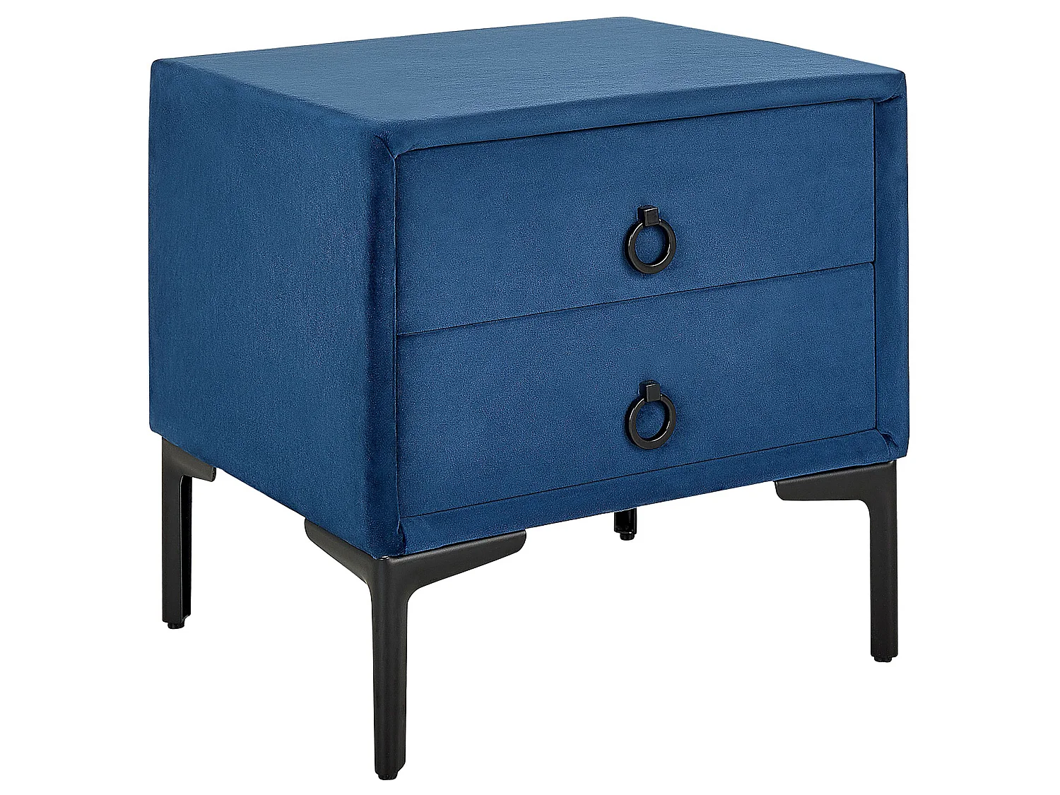 Mesa de cabeceira com 2 gavetas SEZANNE Veludo Azul marinho