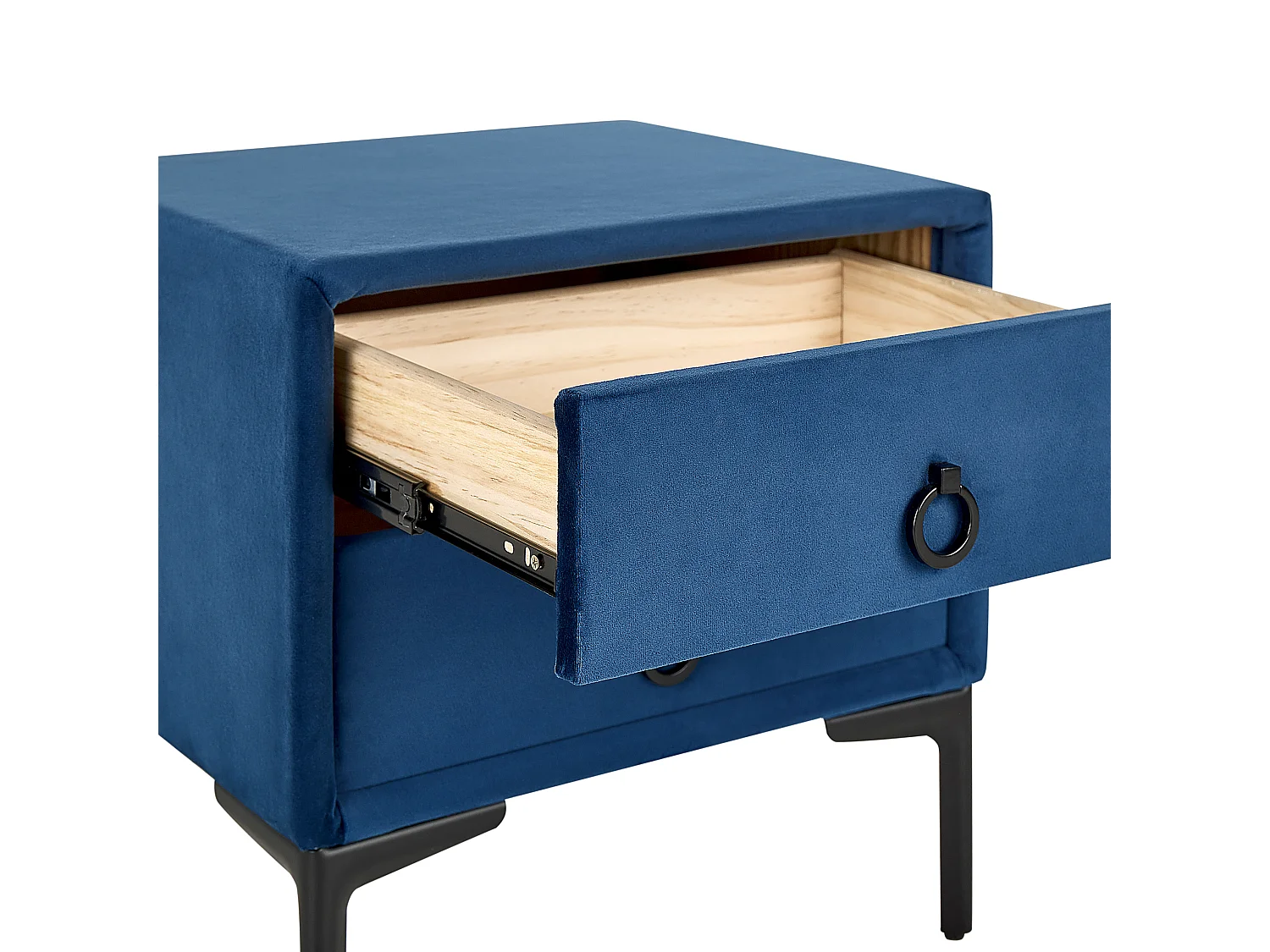 Mesa de cabeceira com 2 gavetas SEZANNE Veludo Azul marinho