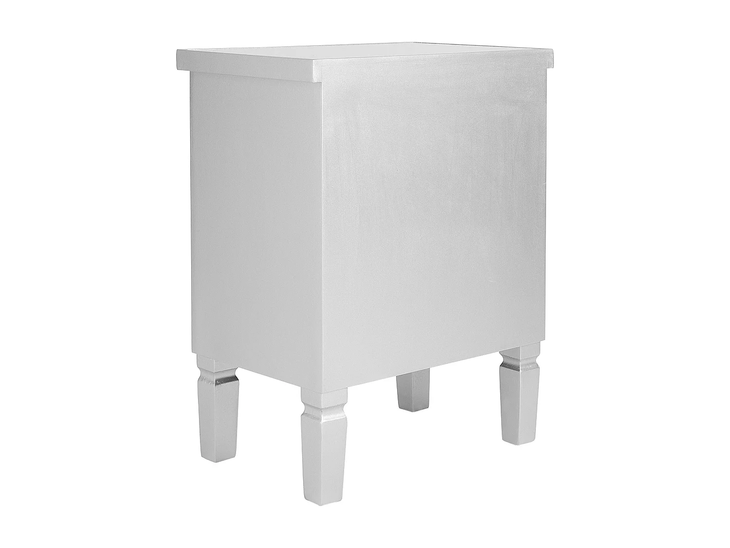 Nachttisch Glas silber Spiegeleffekt mit 2 Schubladen 49x32x63 cm Glamourös Tigy