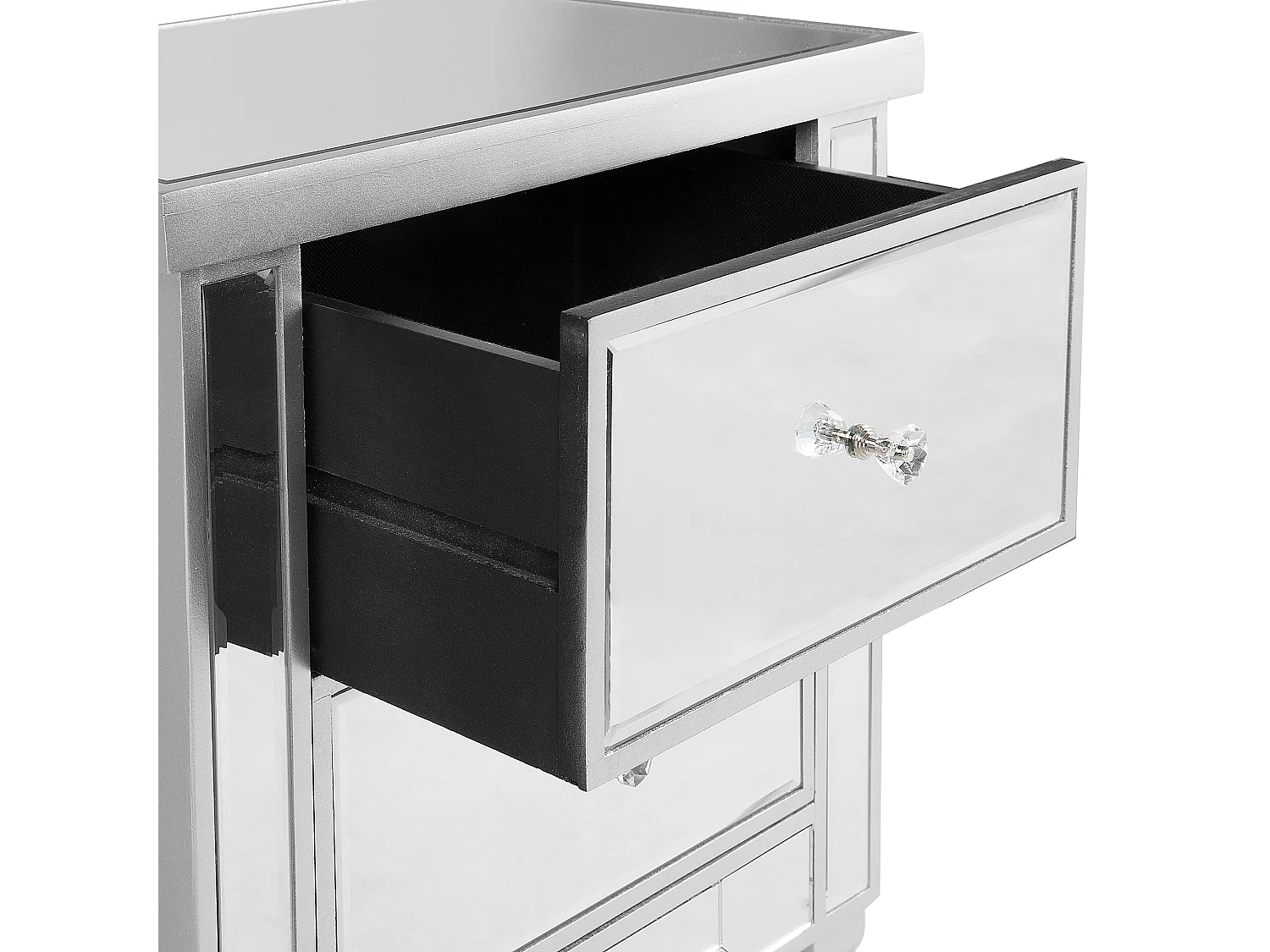 Comodino 2 cassetti TIGY Vetro Argento