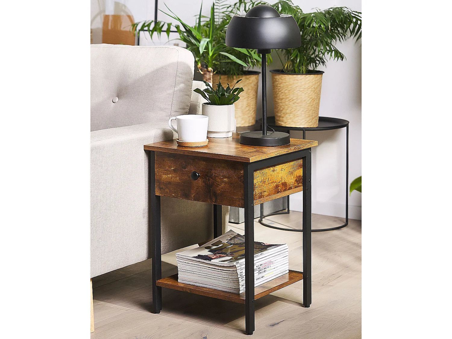 Table de chevet Table d'appoint Bois foncé VESTER