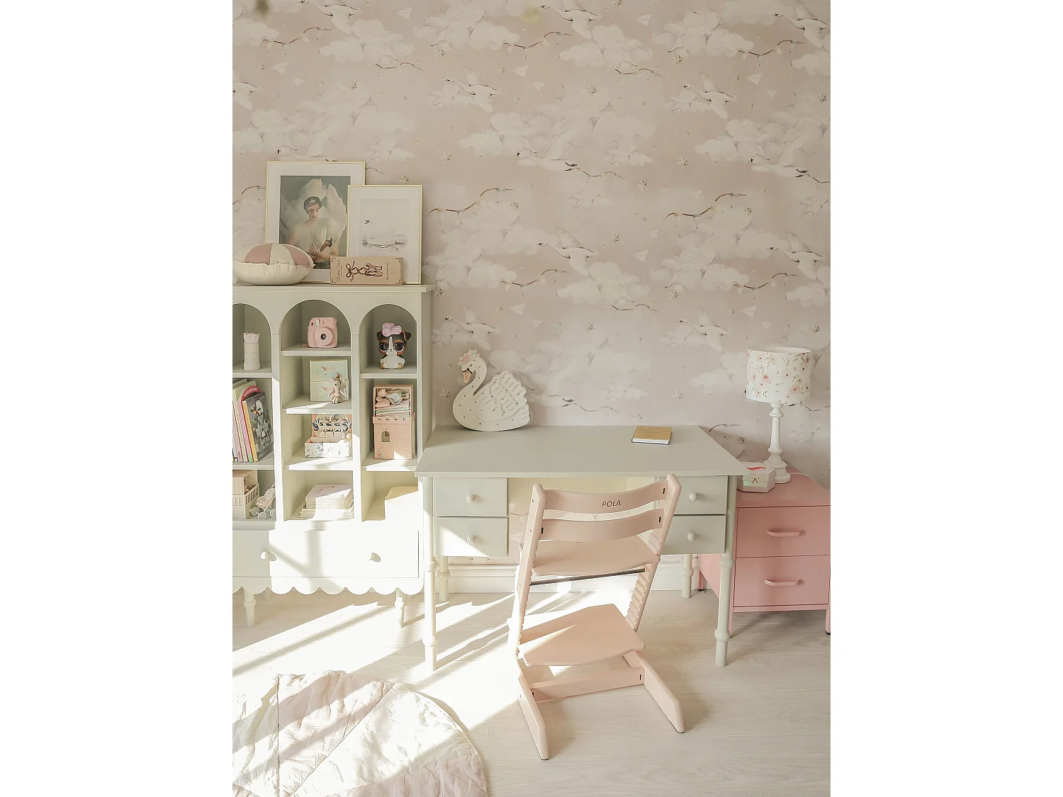 Table de nuit à 2 tiroirs MALAVI Métal Rose