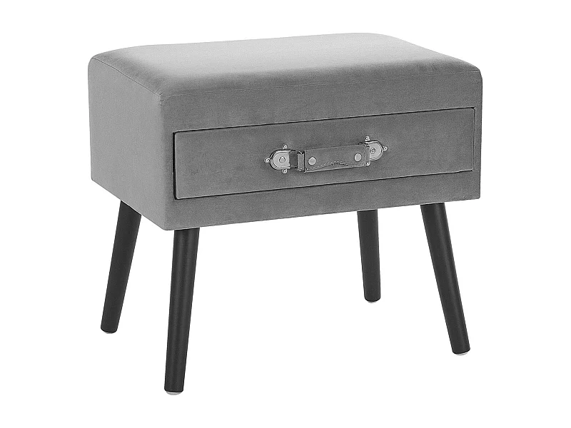 Table de nuit à 1 tiroir EUROSTAR Velours Gris