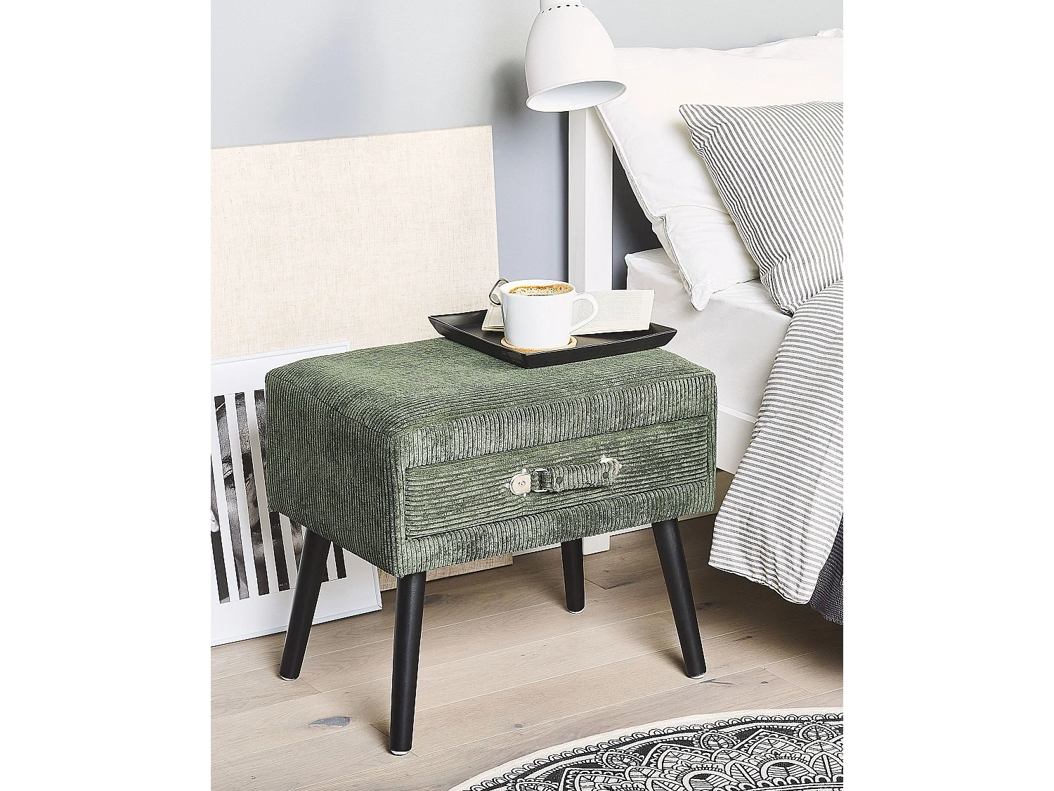 Mesa de cabeceira com gaveta EUROSTAR Bombazine Verde escuro