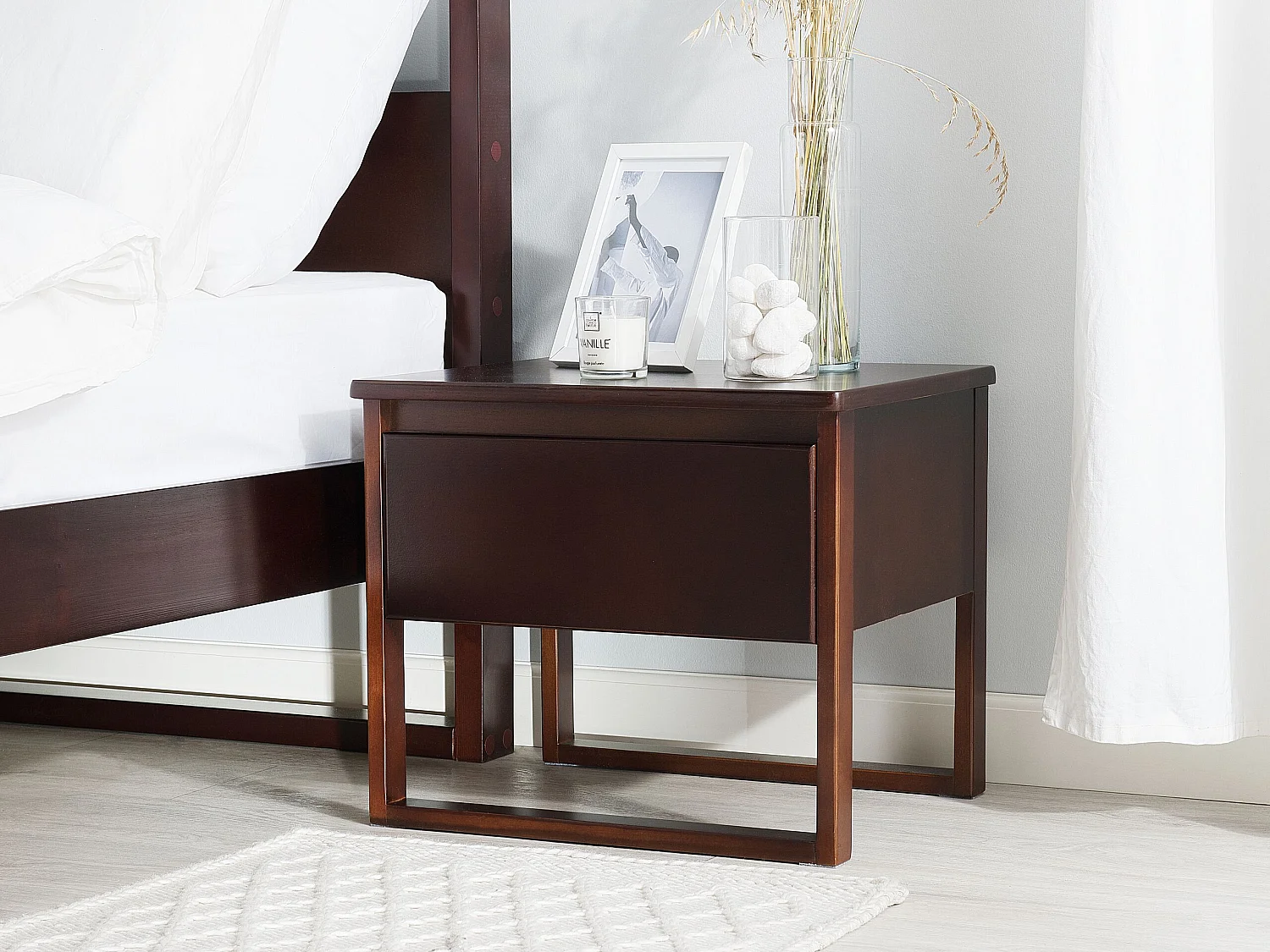 Nachttisch dunkelbraun Kiefernholz 41 x 50 cm mit Schublade Modern Giulia