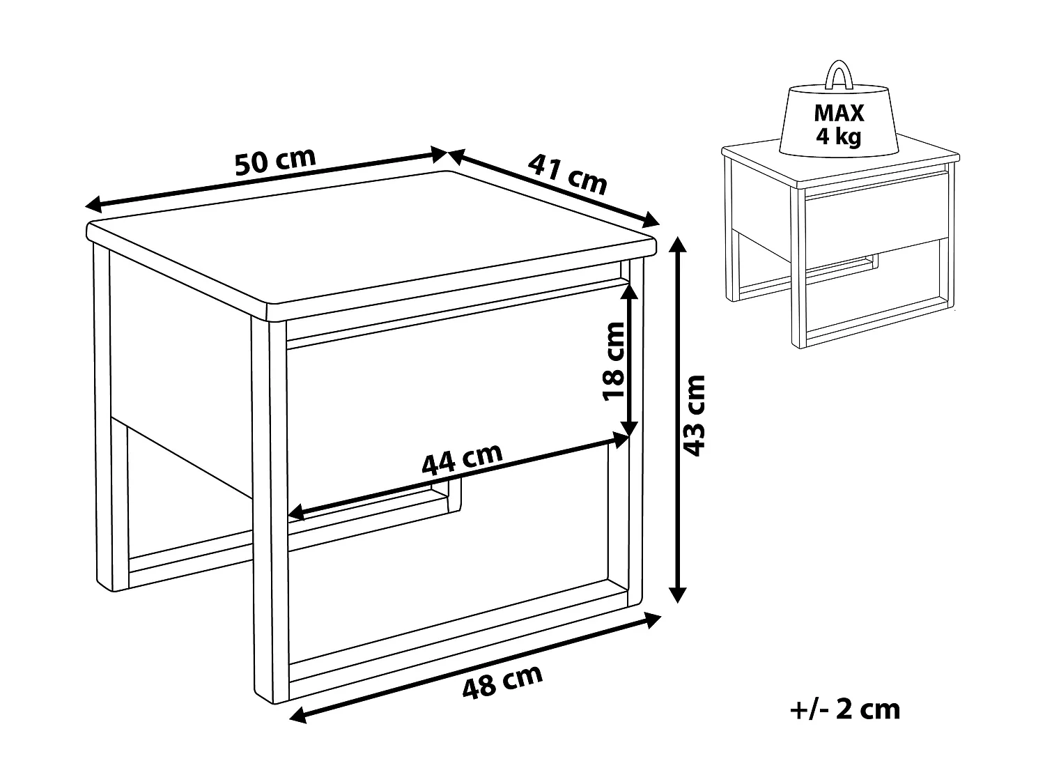 Nachttisch dunkelbraun Kiefernholz 41 x 50 cm mit Schublade Modern Giulia
