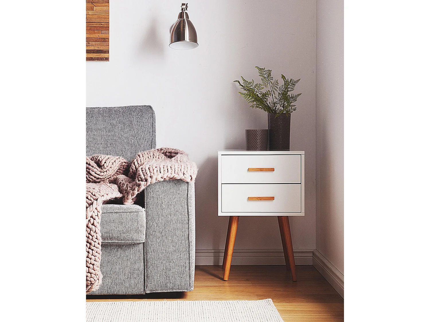 Nachtkastje met 2 lades ALABAMA Wit