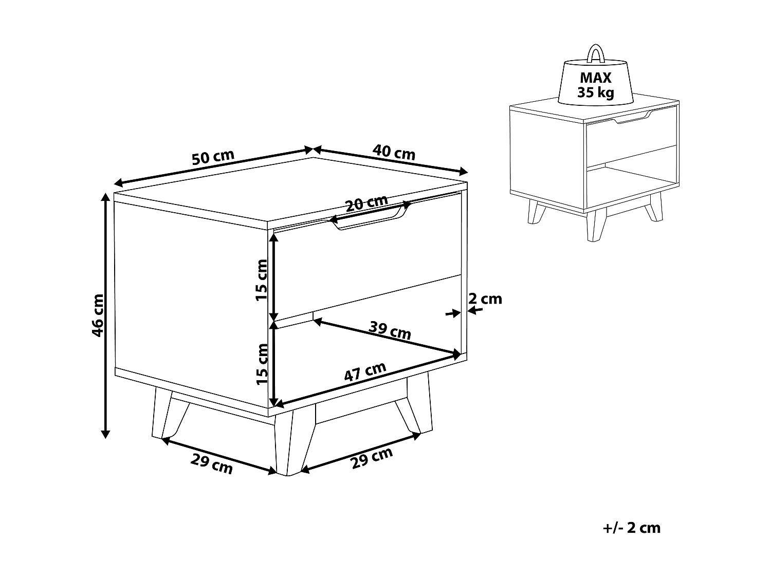 Nachtkastje met 1 lade SPENCER Wit