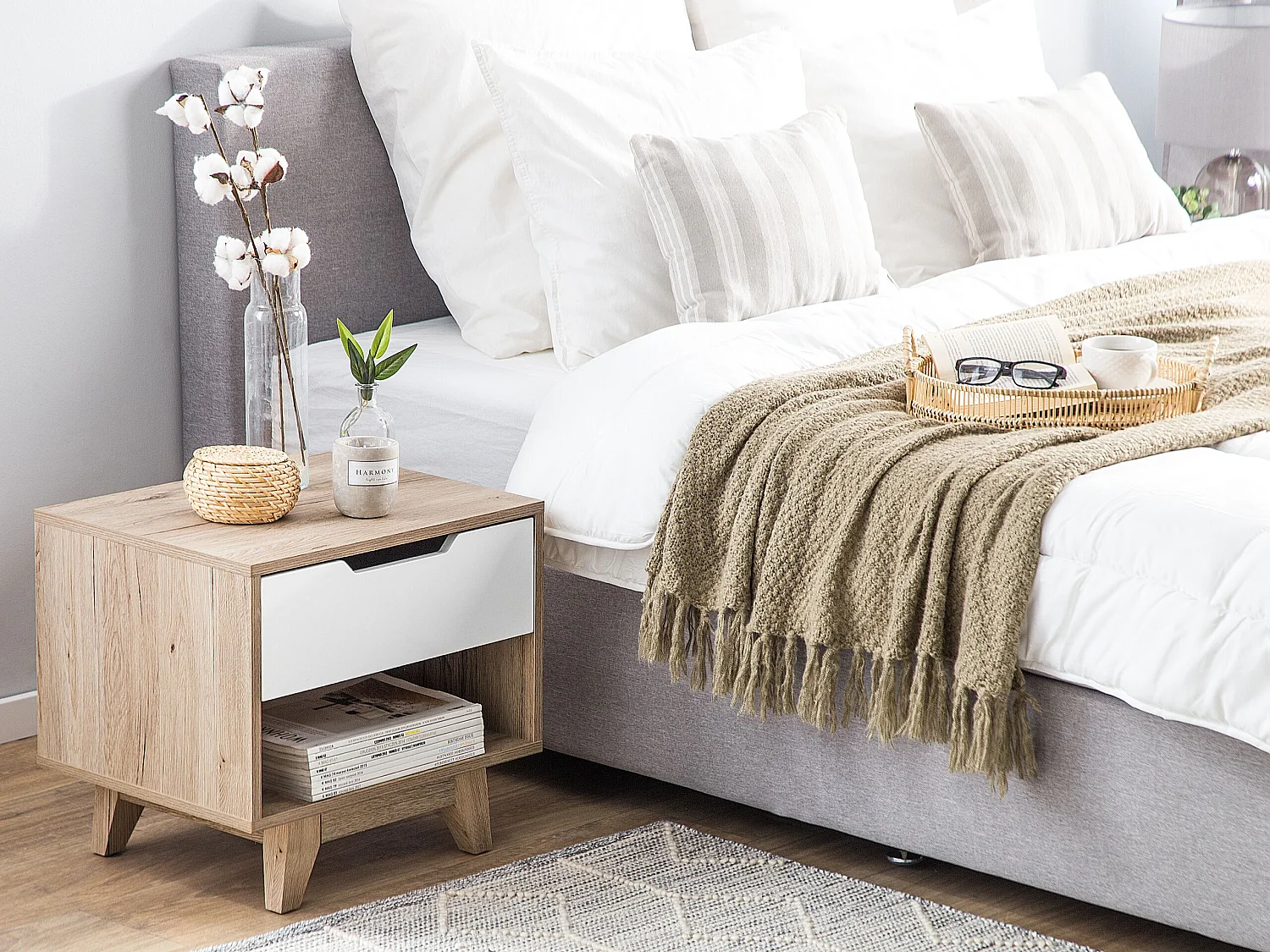 1 Drawer Bedside Table SPENCER White