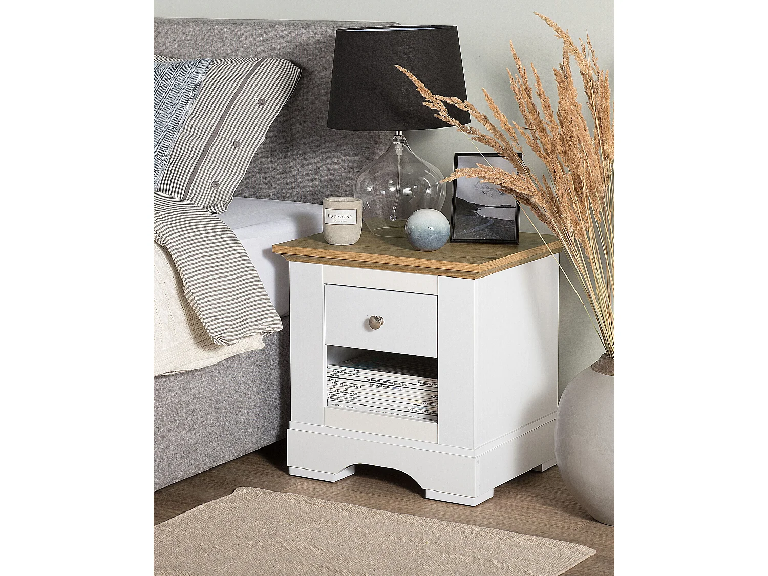 Nachttisch mit 1 Schublade WINGLAY Weiss