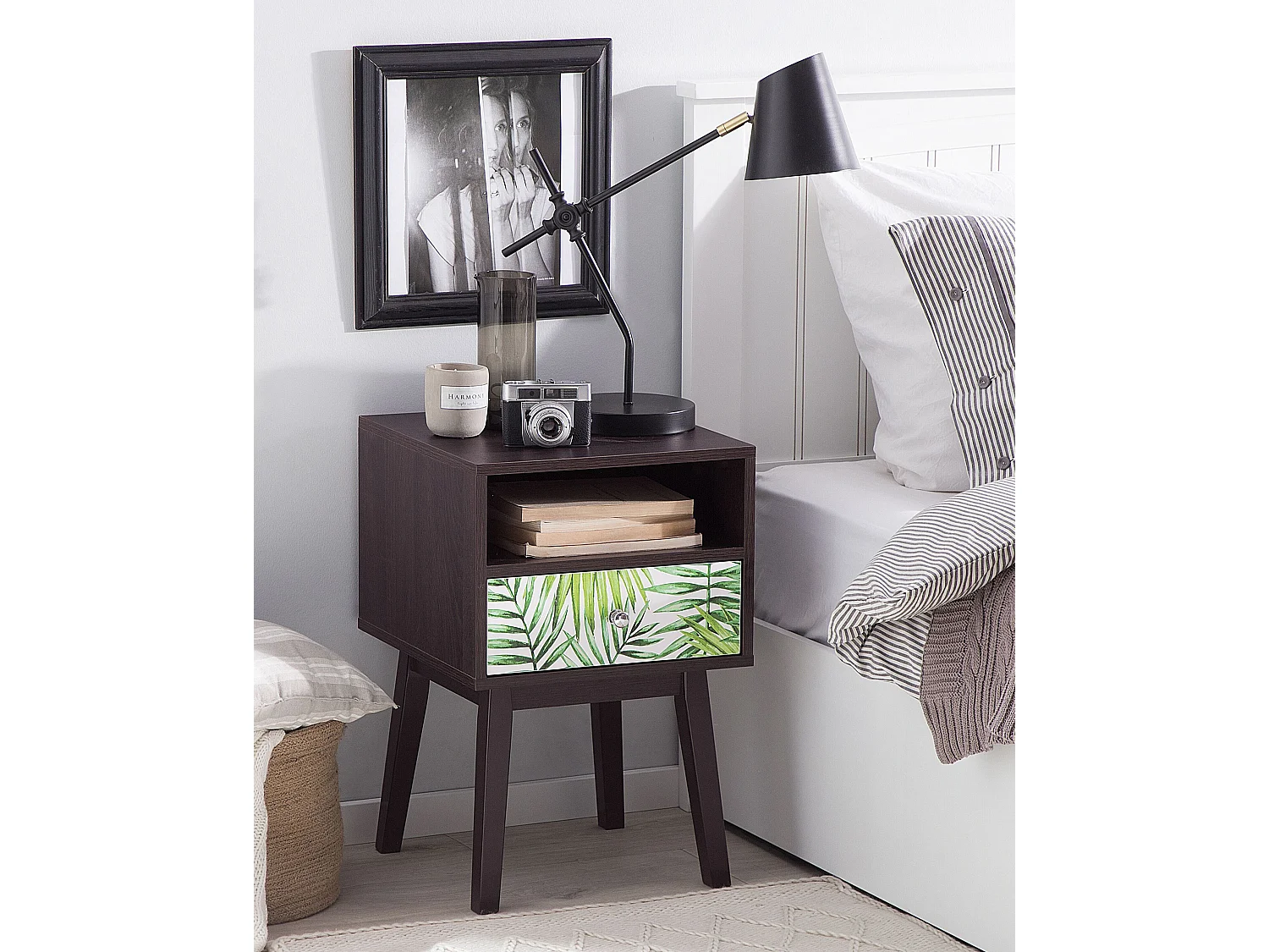 Szafka nocna 1 szuflada RODES Ciemnobrązowy