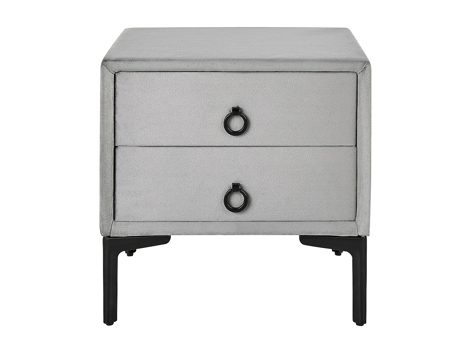 Table de nuit à 2 tiroirs SEZANNE Velours Gris clair