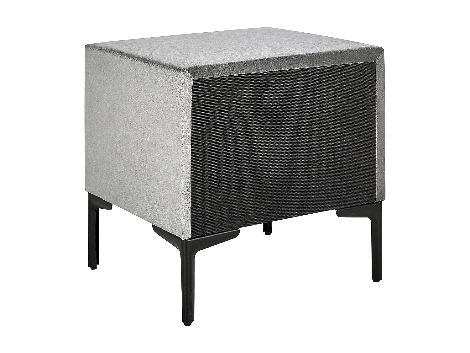 Nachttisch Samt hell grau 2 Schubladen schwarze Metallbeine modern Sezanne