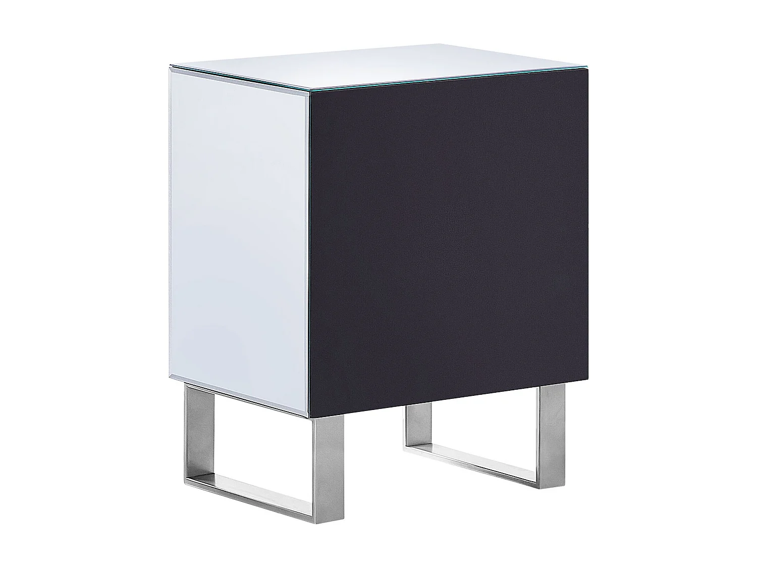 Table de nuit à 2 tiroirs NESLE Verre Miroir argenté